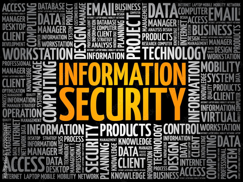 Information Security word cloud collage, technology concept background