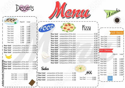 Illustration with bright and colorful and beautiful menu