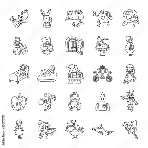 25 Fairy tale outlines vector icons