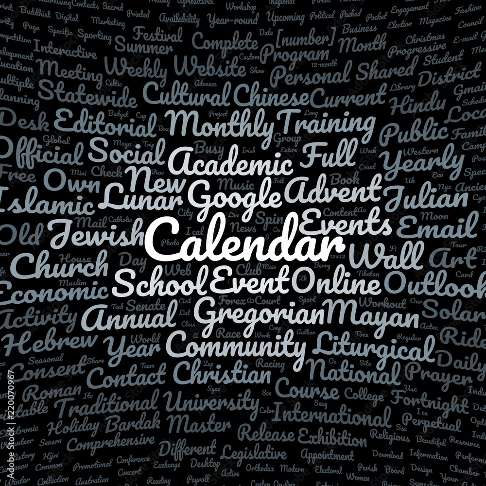 Calendar word cloud