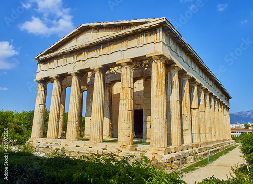 Temple of Hephaestus. Ancient Greek place of worship located at the northwest side of the Agora of Athens. Attica region, Greece.