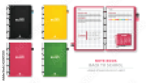 Colorful note books Vector realistic. 3d detailed illustrations