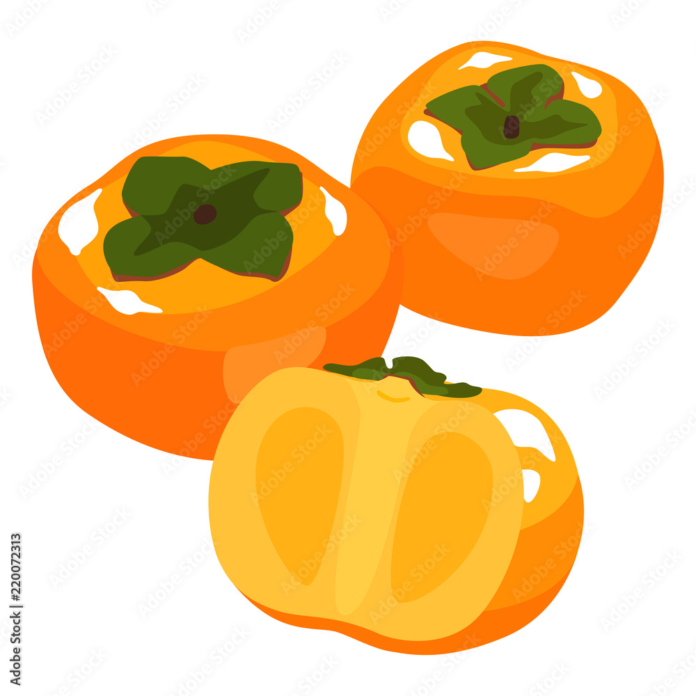 秋が旬の果物 複数の柿のイラスト Stock Vector Adobe Stock