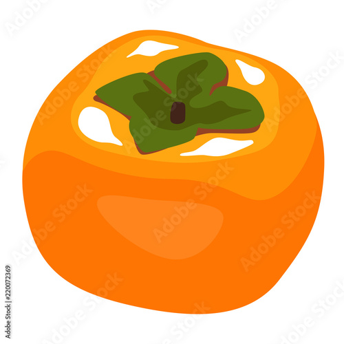 秋が旬の果物、柿のイラスト