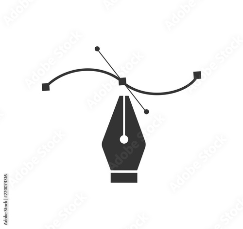 Pen tool cursor. Vector computer graphics. Logo for designer or illustrator. Design icon. The curve control points.