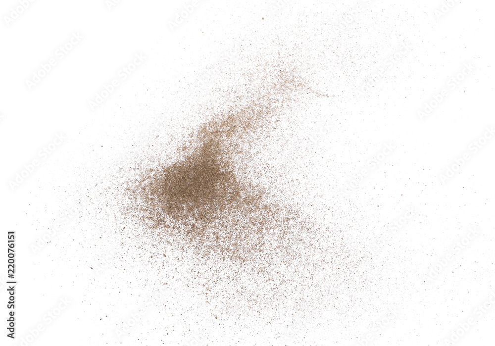 Dirt, soil dust pile isolated on white background, top view Dirt, soil dust pile isolated on white background, top view