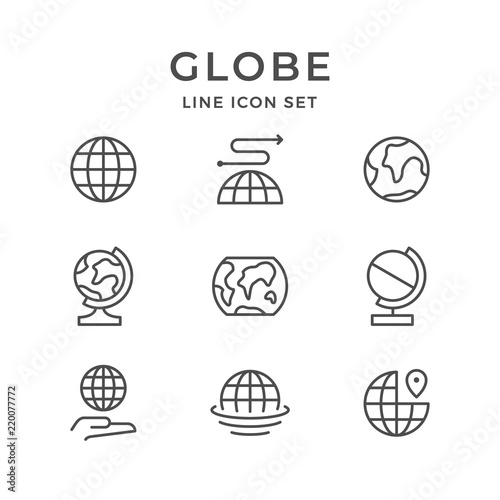 Set line icons of globe