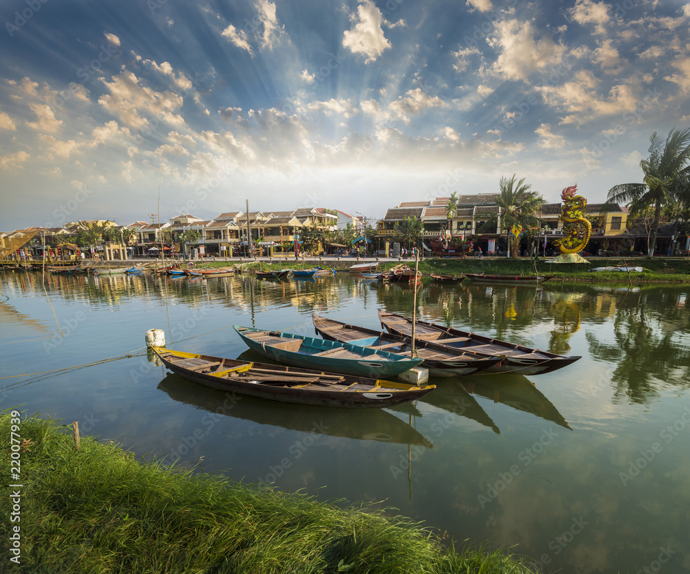Traditional wooden boats - Hoi an city - Vietnam
