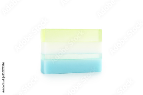 fragrant fresh soap on white background