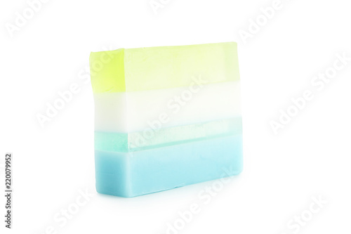 fragrant fresh soap on white background
