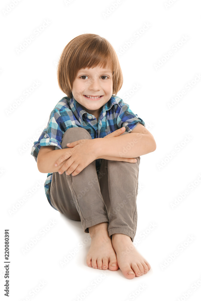 Cute little boy on white background Cute little boy on white background
