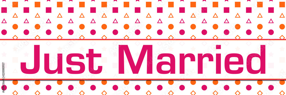 Just Married Pink Orange Basic Shapes Background Horizontal Just Married Pink Orange Basic Shapes Background Horizontal