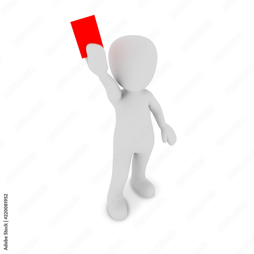 The referee is holding up the red card The referee is holding up the red card
