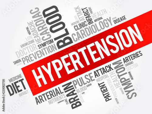 Hypertension word cloud collage, health concept background