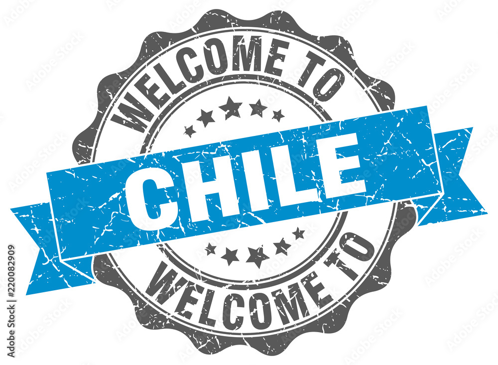 Obraz premium Chile round ribbon seal