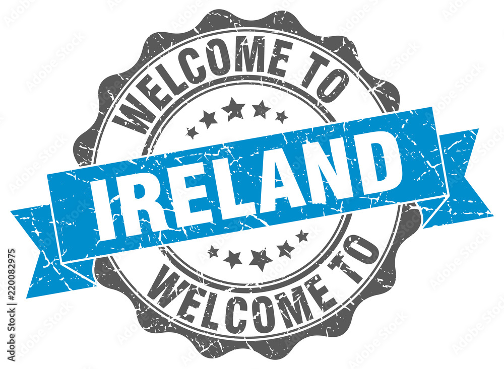 Obraz premium Ireland round ribbon seal