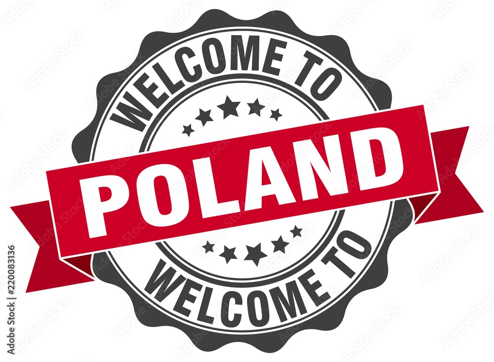 Fototapeta premium Poland round ribbon seal