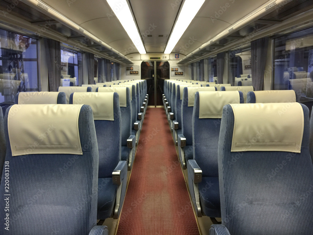 inside japanese retro seat of high speed train.