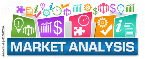 Foto Market Analysis Business Symbols On Top Colorful