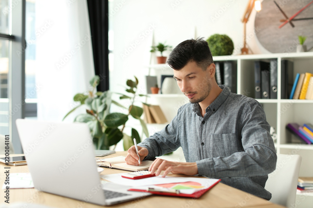 Businessman working in office