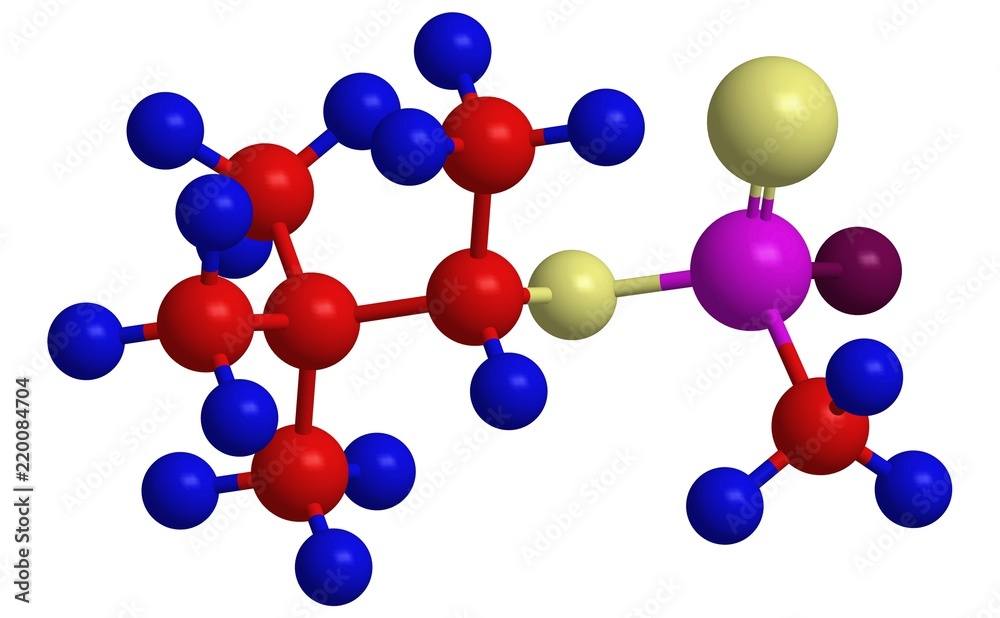Molecular structure of soman, 3d rendering Molecular structure of soman, 3d rendering