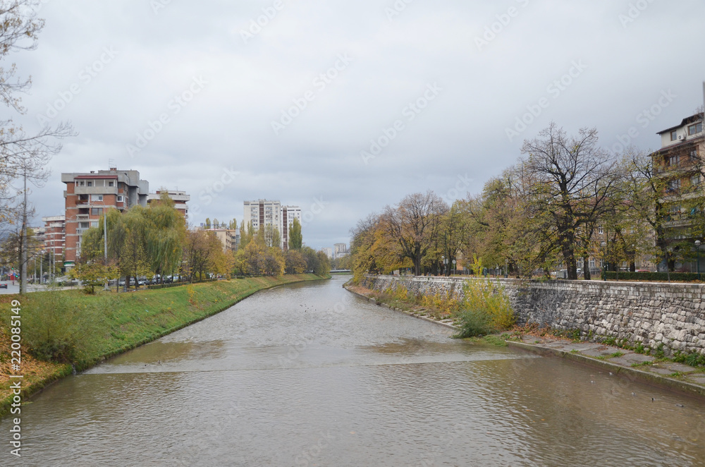 Fototapeta premium A view from Romeo and Juliet Bridge Sarajevo.