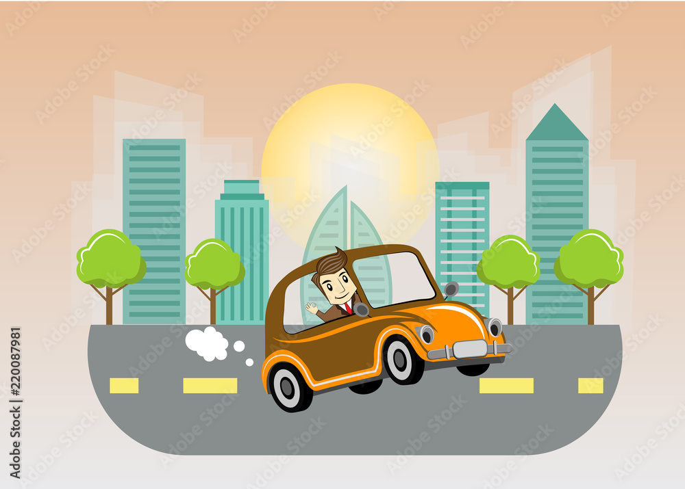 car riding on open road vector illustration graphic design