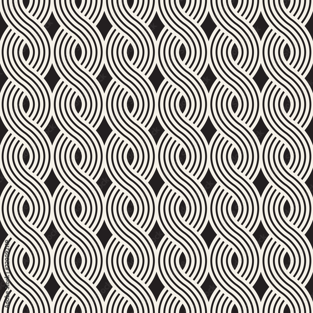 Obraz premium Vector seamless pattern. Modern stylish abstract texture. Repeating wavy geometric tiles 
