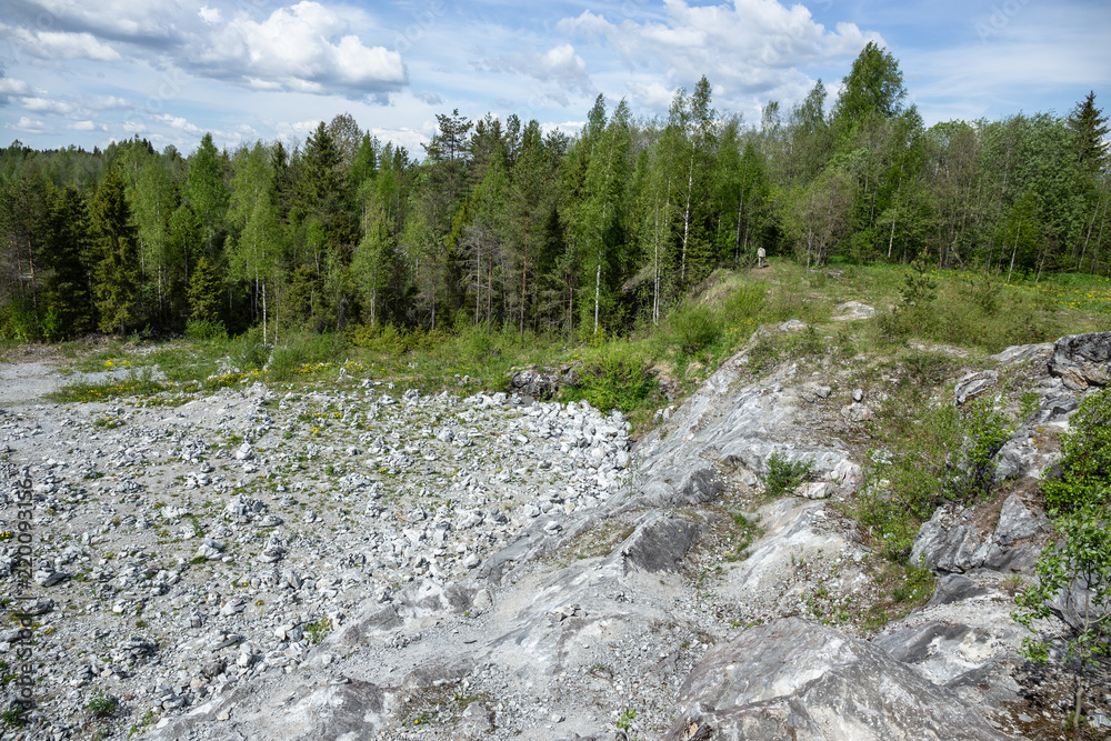 Famous marble quarry Ruskeala in Karelia.