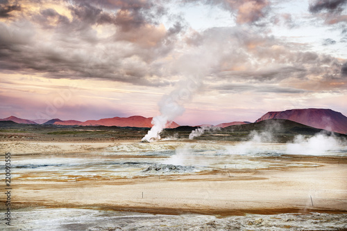 Island, Myvatn, Hverir, solfatara field, mud pots photo