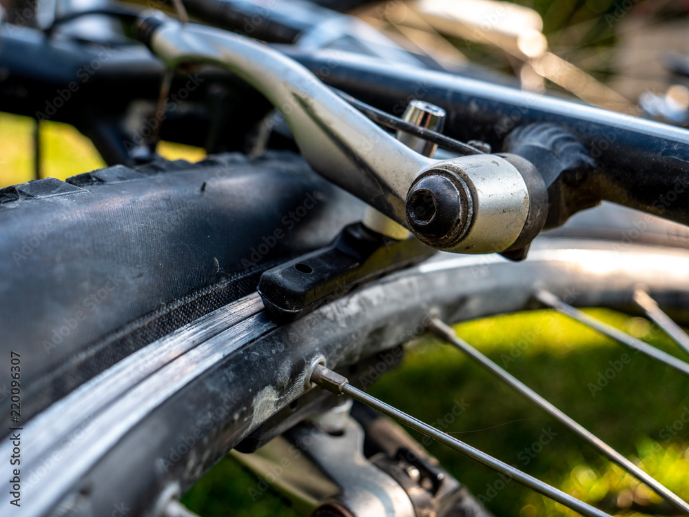 Fototapeta premium braking system at a mountain bike close up