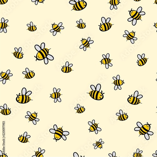 Cute seamless bee pattern vector