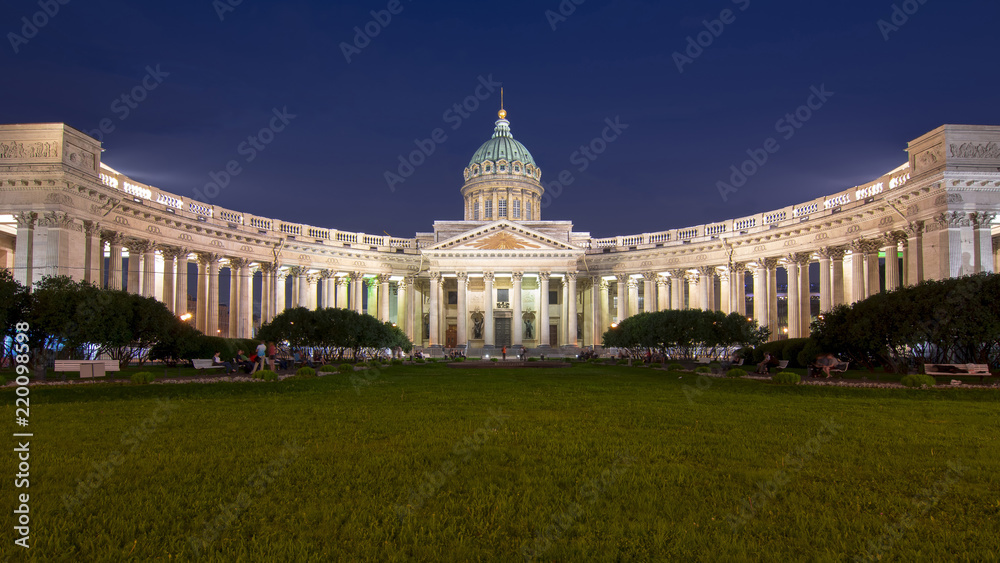 Kazan Cathedral at night, Saint Petersburg, Russia