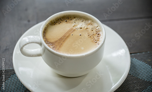 coffee cup on table in shop.