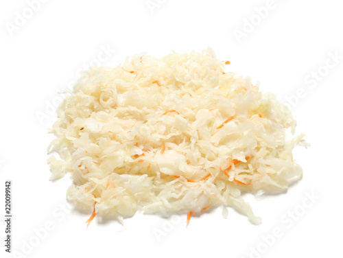 Delicious sauerkraut on white background