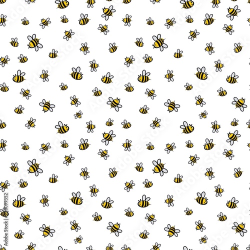Cute seamless bee pattern vector