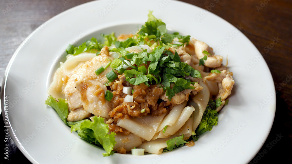 Fried Noodles with Chicken. Stir fried Chicken Noodles and egg. Thai food. Fried Noodles with Chicken. Stir fried Chicken Noodles and egg. Thai food.