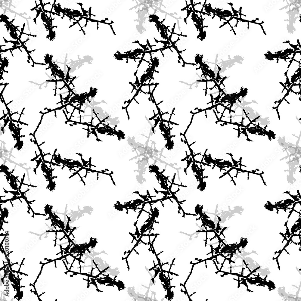 Obraz premium Elegant black seamless pattern with chaotic cracks in black, grey and white colors