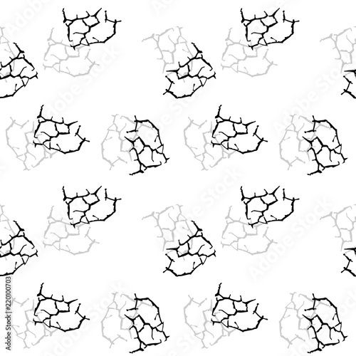 Elegant black seamless pattern with chaotic cracks in black, grey and white colors