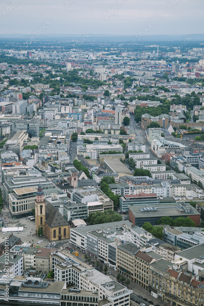 aerial view of cityscape with buildings in Frankfurt, Germany