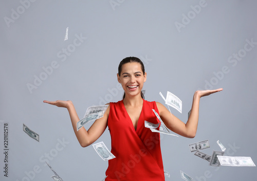 Happy young woman with fall...