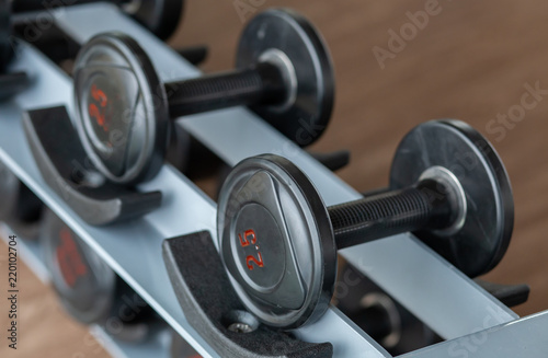 Dumbbell in the gym.