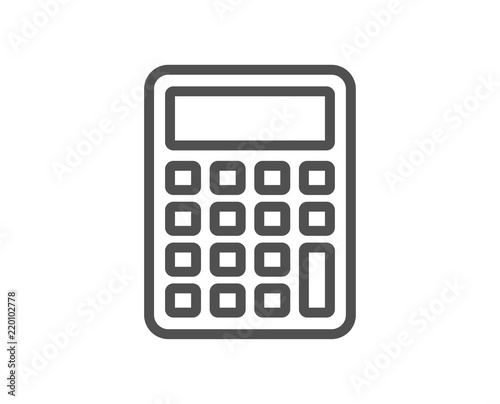 Calculator line icon. Accounting sign. Calculate finance symbol. Quality design element. Classic style calculator. Editable stroke. Vector