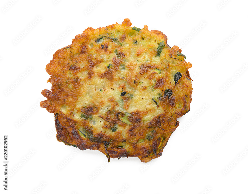 Zucchini pancake isolated on white Zucchini pancake isolated on white