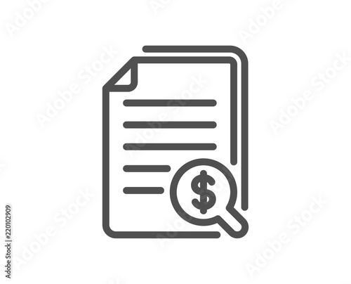 Financial documents line icon. Audit or accounting sign. Check finance symbol. Quality design element. Classic style. Editable stroke. Vector © blankstock