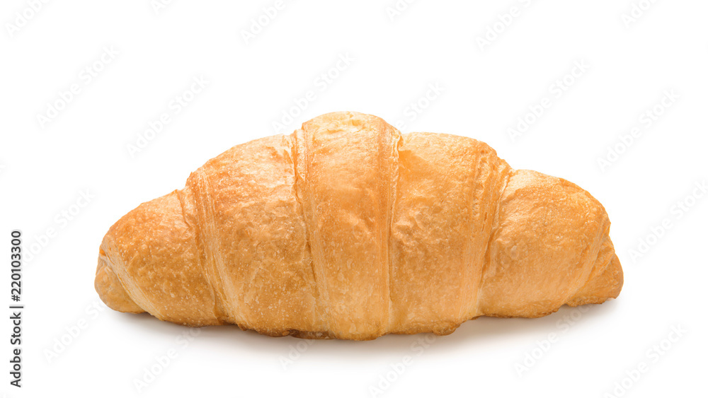 Tasty croissant on white background