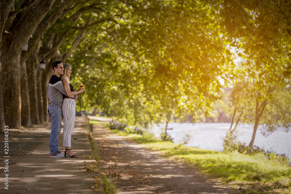 Passionate couple on vacation in Ponte de Lima, Portugal's oldest village. Passionate couple on vacation in Ponte de Lima, Portugal's oldest village.