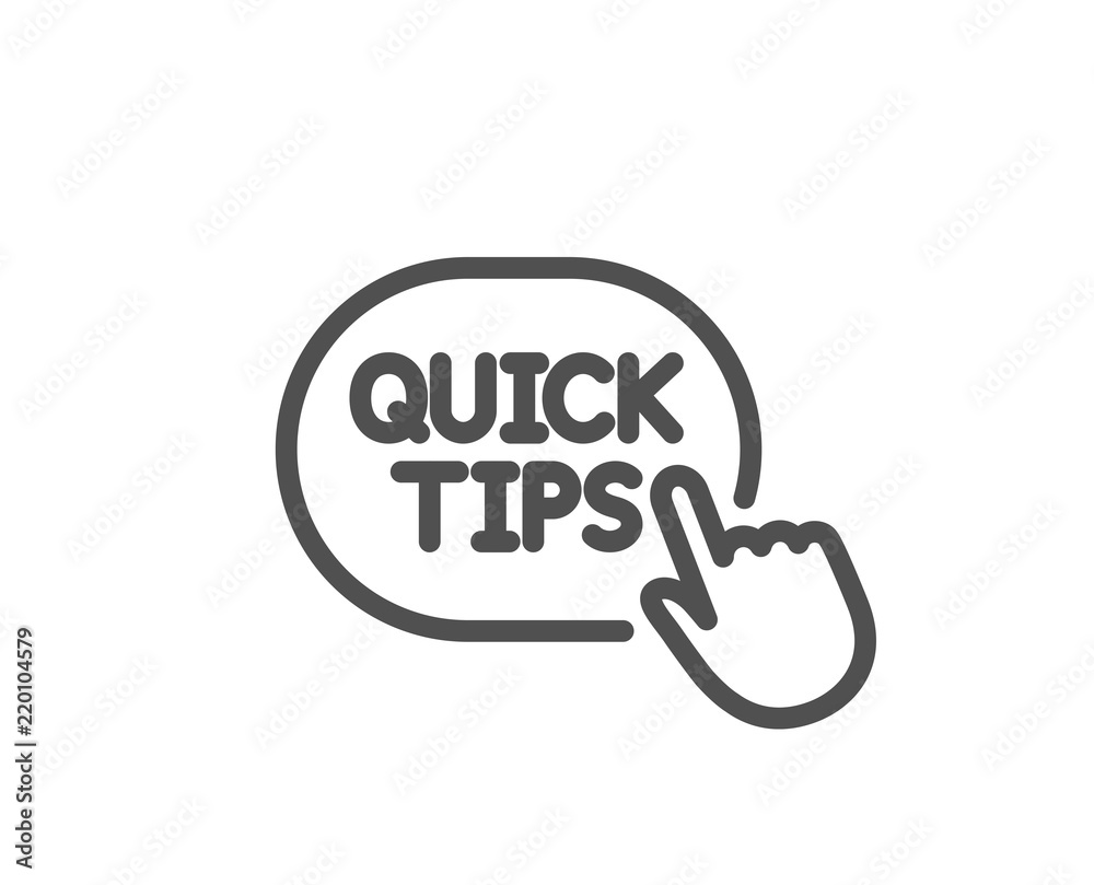 Quick tips click line icon. Helpful tricks sign. Quality design element. Classic style. Editable stroke. Vector Quick tips click line icon. Helpful tricks sign. Quality design element. Classic style. Editable stroke. Vector