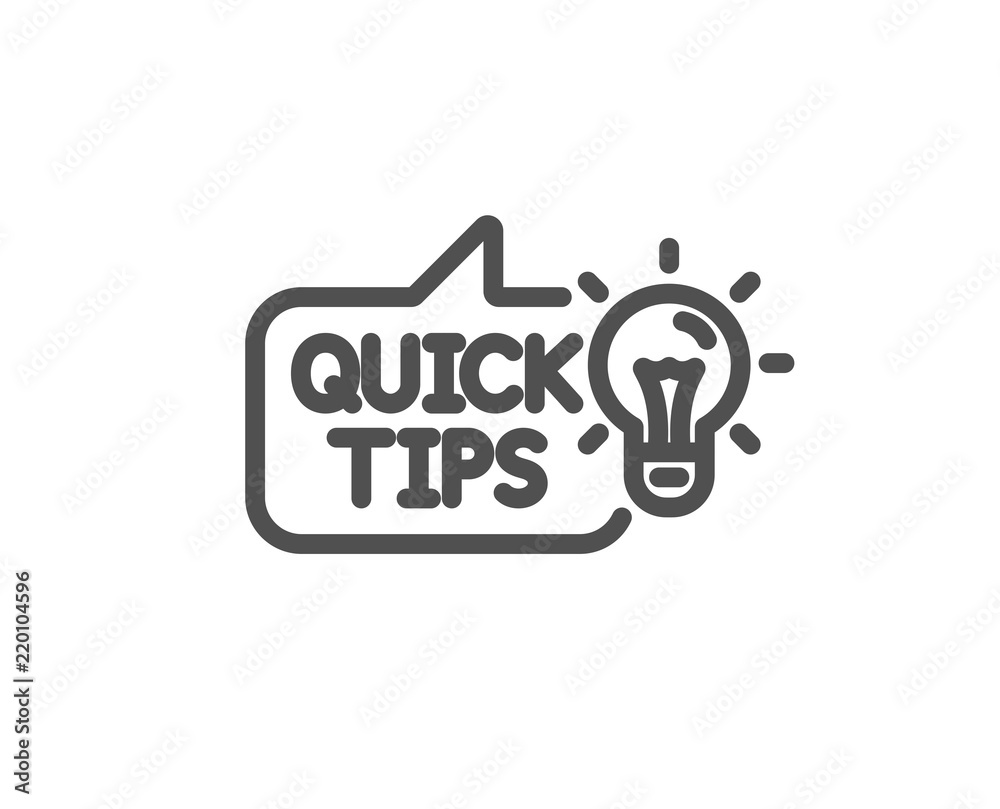 Quick tips line icon. Helpful tricks sign. Tutorials with idea symbol. Quality design element. Classic style. Editable stroke. Vector Quick tips line icon. Helpful tricks sign. Tutorials with idea symbol. Quality design element. Classic style. Editable stroke. Vector