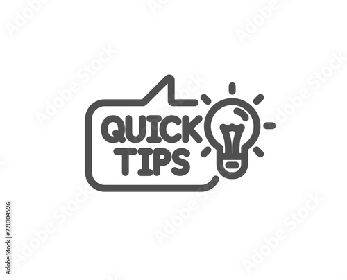 Quick tips line icon. Helpful tricks sign. Tutorials with idea symbol. Quality design element. Classic style. Editable stroke. Vector